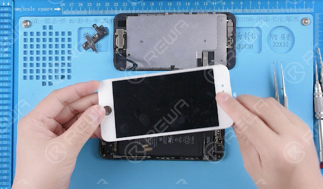 iphone frozen screen issue - logic board repair solution Disassemble the phone, detach the display assembly. Replace with a new display assembly.