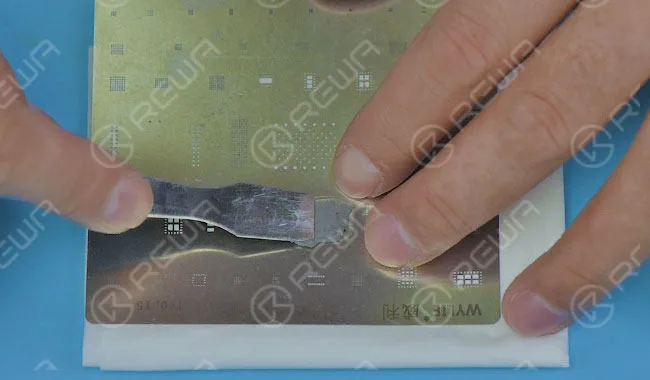 Reball the audio IC with BGA reballing stencil.