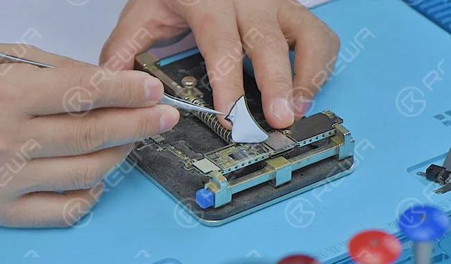 Take out the logic board and tear off the shield sticker.