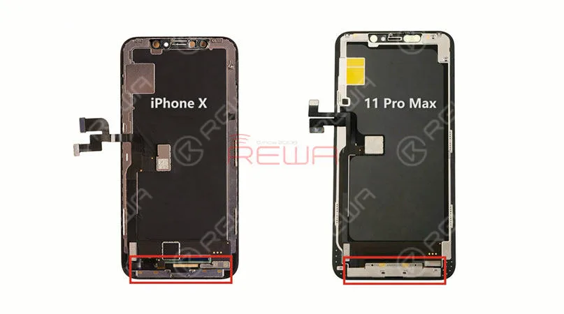 Per iPhone X e modelli successivi, la staffa che copre l'area di collegamento del cavo flessibile inferiore è fissata con adesivo a freddo. Il metodo tradizionale con l'ausilio del calore durante la rimozione della cornice potrebbe danneggiare lo schermo. Dopo diversi tentativi, REWA LAB ha scoperto che il nuovo metodo con l'ausilio del freddo può migliorare la percentuale di successo e l'efficienza della rigenerazione dello schermo. Visita il nostro blog oggi stesso per conoscere il procedimento dettagliato della rigenerazione dello schermo di iPhone 11 Pro Max. 