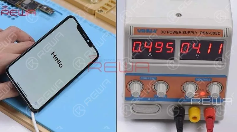 iphone xs max bildschirm flackern beheben Versuchen Sie, eine iPhone XS-Display-Baugruppe mit der oberen Schicht zu verbinden, und verbinden Sie den Batterieanschluss mit dem DC-Netzteil. Schalten Sie die obere Schicht mit einer Pinzette ein. Das Telefon schaltet sich normal ein und zeigt ein normales Display an. Das Telefon kann auf den Aktivierungsbildschirm zugreifen und der Boot-Strom ist dieses Mal auch normal.