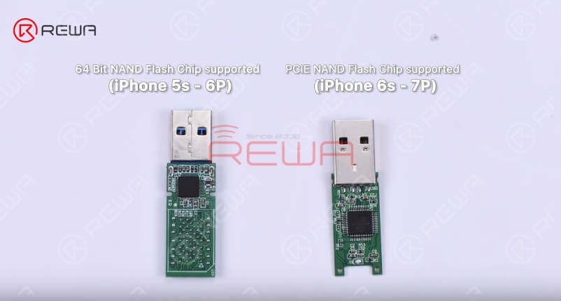 broken iphone revive - turn a nand flash chip into a usb flash drive Now we need a bare USB flash drive PCB. We can see that the bare USB flash drive PCB supports 64 Bit NAND Flash Memory Chips and you can solder two NAND flash chips onto its two sides.