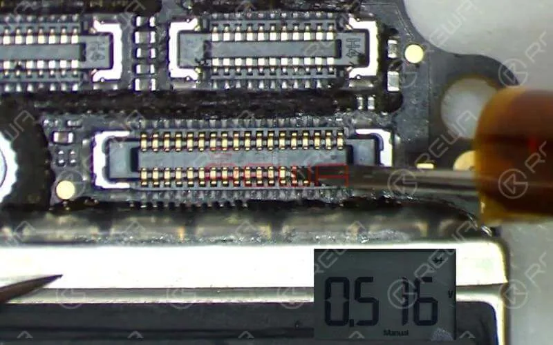troubleshooting iphone front camera issues using jumping wire Let’s check front camera connector J4503 and relevant circuits first. Run diode mode measurement of pins on J4503. The measured value is normal. (In this step, you need a bitmap software that provides reliable schematics and board files for motherboard repair. REWA used Refox in the video.)