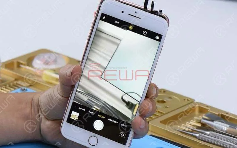 troubleshooting iphone front camera issues using jumping wire Next, we can assemble the phone and test. Tap ‘Camera’ icon to enter into camera mode. The front camera works normally. Switch to rear camera. The rear camera works normally. Fault cleared.