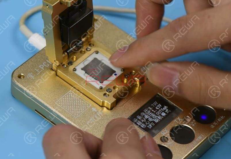Continue to apply Paste Flux to the detached NAND flash chip and clean the NAND flash chip with the Soldering Iron. Place the NAND flash chip into the PCIE Programmer and run the software to complete WiFi unbinding. Once done, take out the NAND flash chip.
