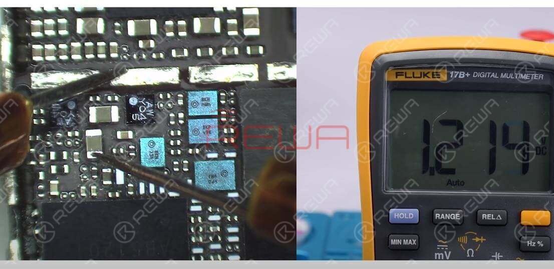 Then the second set of voltage, PP_LDO1 1V3. The voltage value of corresponding capacitor C3808 is 1V3, which is normal. The third set of voltage, PP_LDO11 1V8 is also normal.