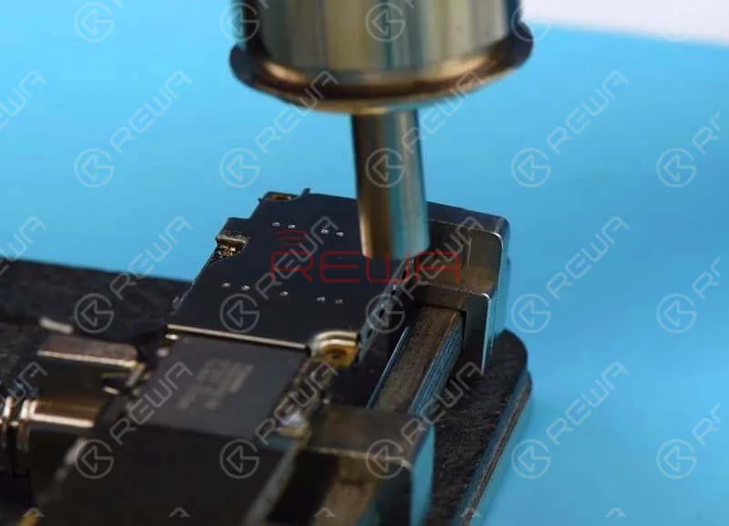 iphone 6 keeps searching for signal - logic board repair Let’s begin with measurement of RF circuit power supply voltage.Disassemble the phone and take out the SIM card, then logic board. Attach the logic board to PCB Holder. Take down the shield plate with Hot Air Gun first.