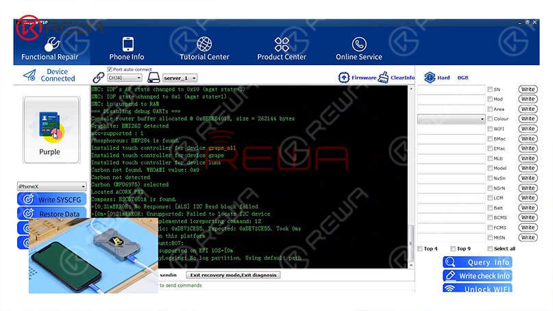 iPhone X 64 GB Speicher in 5 Schritten mit der iRepair DFU Box auf 256 GB aufrüsten:1. Bereiten Sie die iRepair DFU Box, einen Computer mit passender Software und das iPhone X vor.2. Versetzen Sie das iPhone X in den DFU-Modus und verbinden Sie es mit der iRepair DFU Box und dem Computer.3. Lesen Sie die ursprünglichen Syscfg-Daten (Seriennummer, WLAN-/Bluetooth-Adressen) des iPhones mit der Software aus und sichern Sie diese.4. Entlöten Sie den alten 64-GB-NAND-Flash-Speicher von der Hauptplatine und löten Sie einen neuen 256-GB-NAND ein.5. Versetzen Sie das iPhone erneut in den DFU-Modus, schreiben Sie die gesicherten Syscfg-Daten auf den neuen 256-GB-NAND und spielen Sie die Firmware (iOS) neu auf. Upgrade iPhone X 64GB Storage To 256GB in 5 Steps With iREPAIR DFU Box