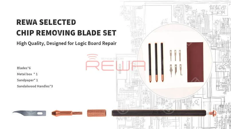 REWA Ausgewählte Holzgriff Klinge Set für Logic Board Chip entfernen