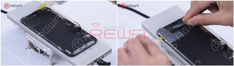 Now, let’s remove the bezel. Dip adhesive remover on the bezel first. While using the Razor Blade to separate the bezel, you need to dip some adhesive remover too. Slide the Razor Blade back and forth, and pry up the bezel carefully.