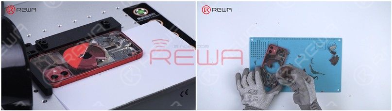 If we stick to our old method, all magnets will fall off and become separate. The subsequent recovering process will be harder. In addition, we can’t mark the wireless charging area directly with a laser to avoid damage. We should remove the wireless charging coil and then mark. The magnet array and shield can be easily removed after marking.