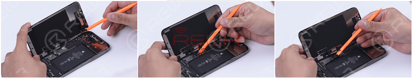 Retire el flex del auricular, el flex de la pantalla y desconecte la batería.
