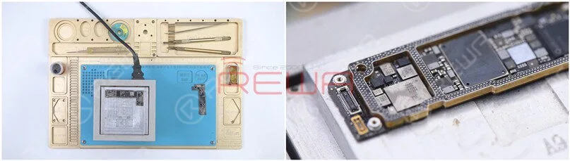 Heat the lower layer with the Heating Platform at 200℃. After the solder ball is formed, turn the power off and cool the motherboard for 5 minutes.