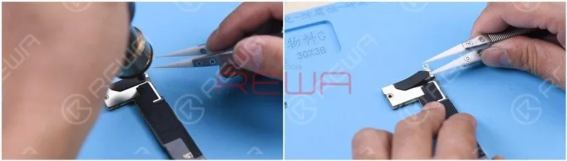 Heat the motherboard with Hot Air Gun at 180℃ and remove the plastic part. 