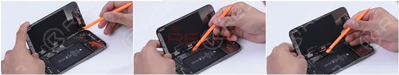 Entfernen Sie das Flexkabel der Ohrmuschel, das Display-Flexkabel und trennen Sie die Batterie.