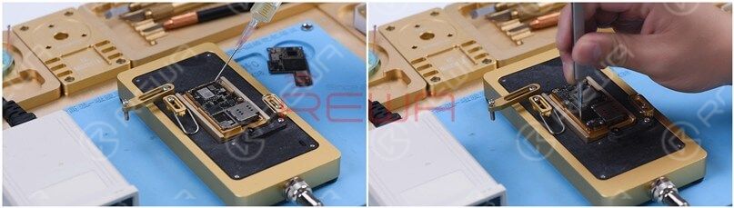 Apply some Paste Flux to the bonding pad of the signal board and align the logic board with the signal board.