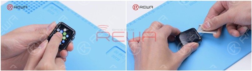 First of all, test the screen. The touch, display, and Force Touch function well. Turn the watch off and pry the screen open with a Razor Blade slowly.