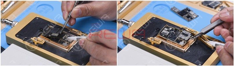 Clamp the screw to remove the logic board when the temperature has risen to 185℃. Lastly, remove the signal board.