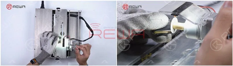 Then we cut the other side. Lastly, polish the corners. A point well mentioning is that the difficulty of replacement will be reduced if the glass is broken.