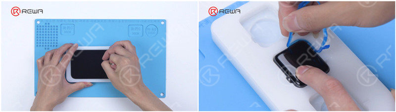 Then we peel off the waterproof adhesive of the phone. Since there are less adhesive on the receiver, we need to apply adhesive again and solidify it to make it fall.