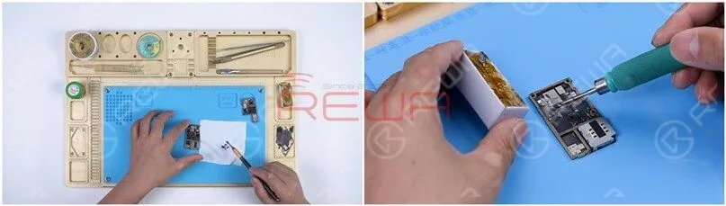 how to fix an iphone 11 pro won't turn on Next, we need to locate the faulty component with rosin detecting.Remove thermal grease with a Sculpture Knife. Then dip rosin with Soldering Iron at 365℃ and smoke rosin on the signal board.