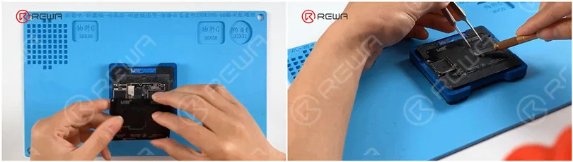 fixing iphone x unable to activate by jumping wires Attach the signal board to the Reballing Platform and put the reballing stencil in position. To prevent solder paste from flowing into the motherboard, insert a metal plate. Apply evenly a layer of low-temperature Solder Paste