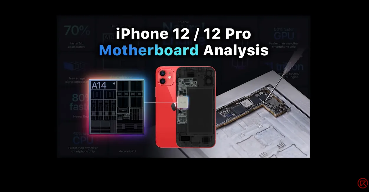 Analisi della scheda madre di iPhone 12/12 Pro (A14 Bionic, rete 5G, scanner LiDAR, parti Face ID, PMU)