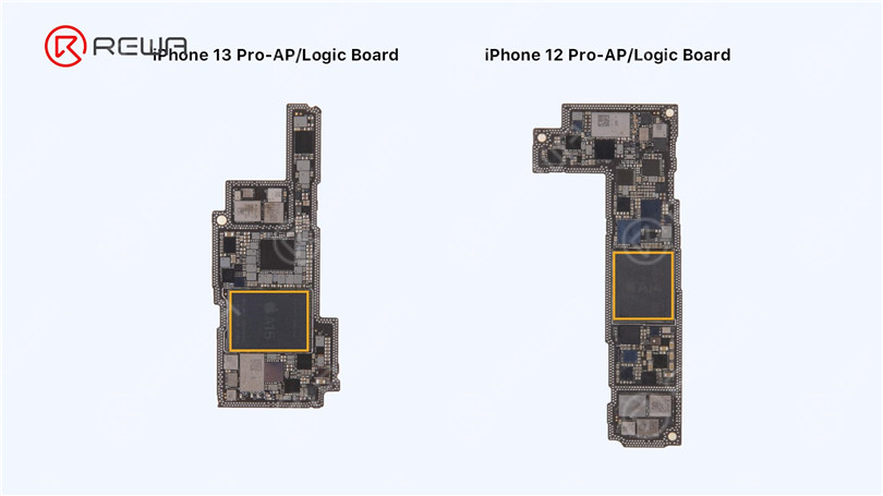 Separación de la placa base del iPhone 13 Pro - ¿La CPU más caliente?