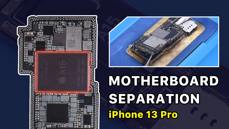 Separación de la placa base del iPhone 13 Pro