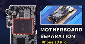 Separación de la placa base del iPhone 13 Pro - ¿La CPU más caliente?