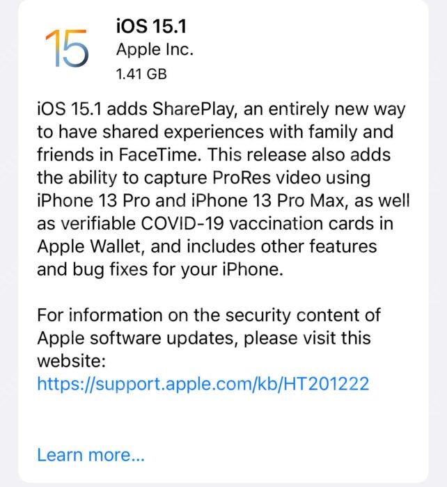ios 15.1 official release ios15.1