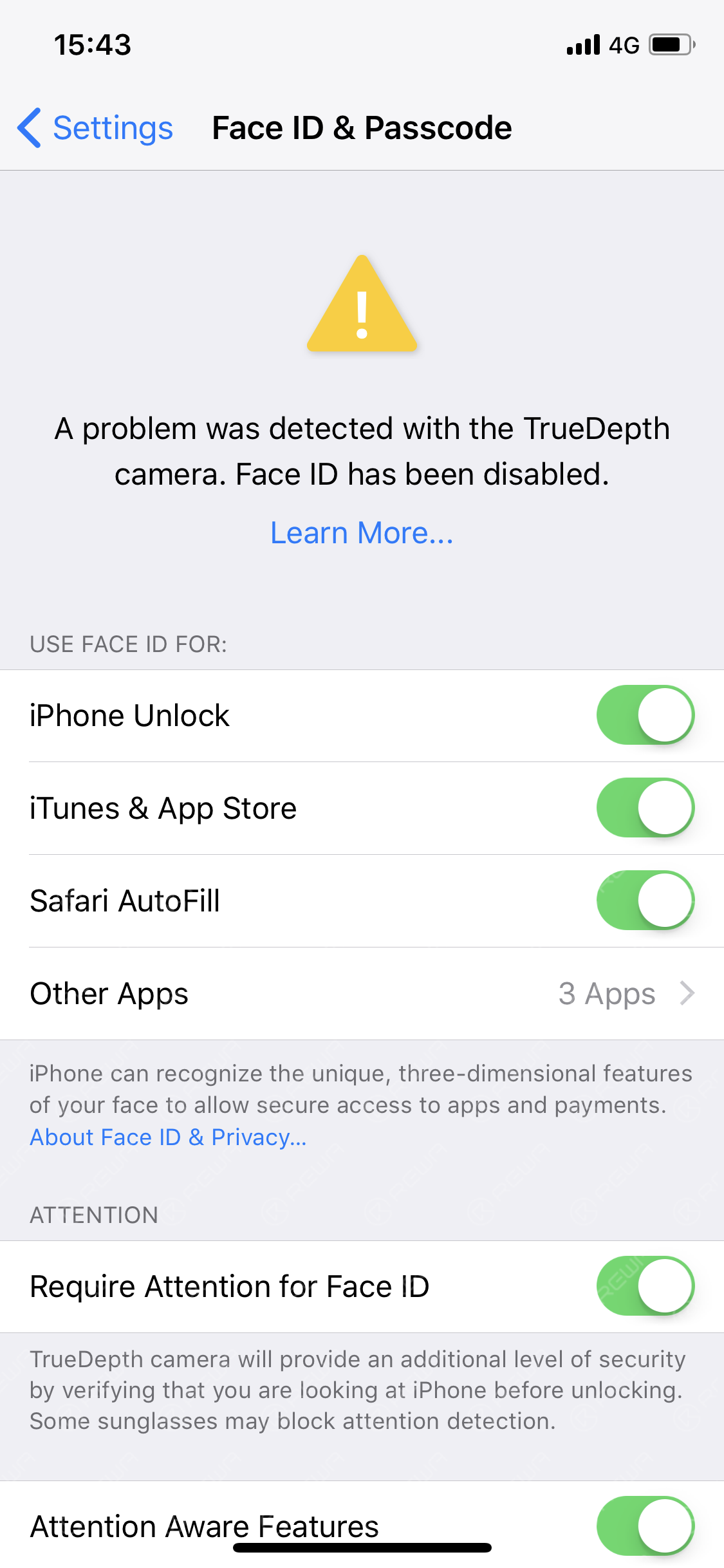 razones por las que no está disponible la identificación facial del iPhone Face ID no funciona