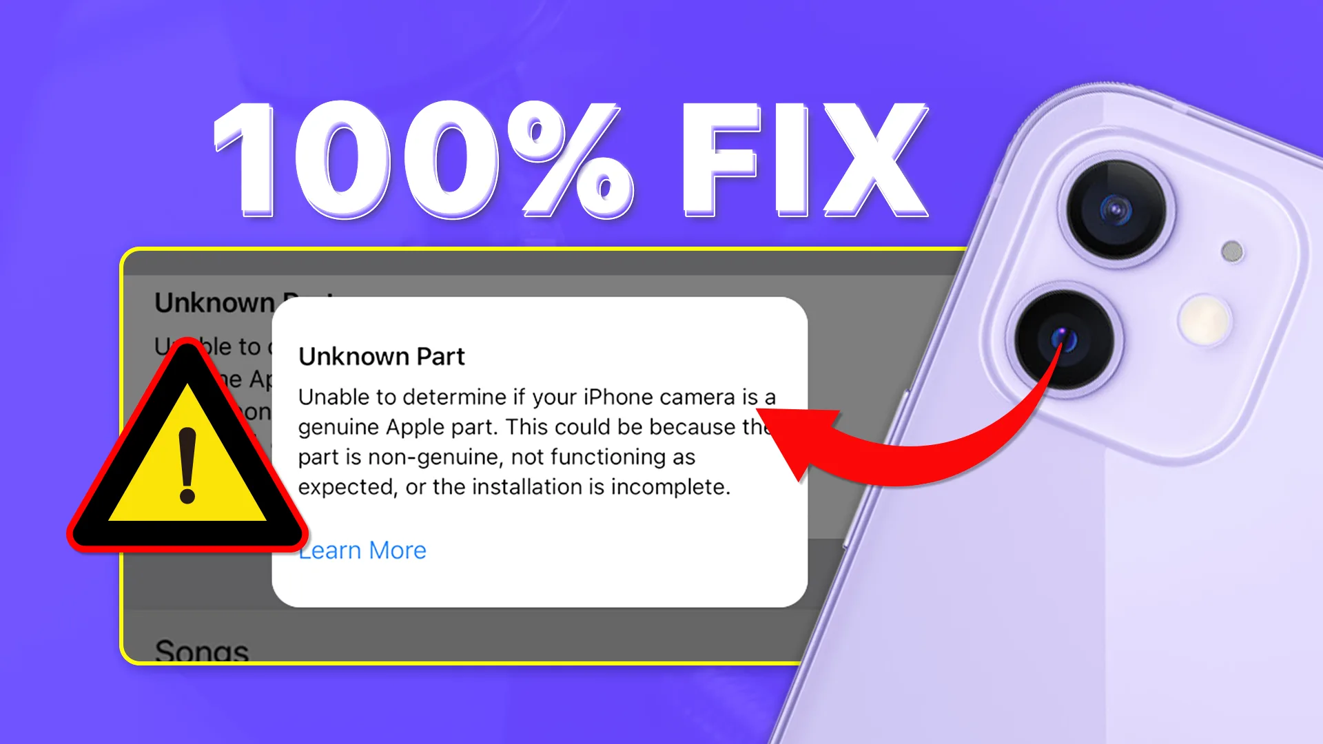 Fijar "Parte desconocida" Mensaje después de reemplazar la cámara trasera del iPhone - 100% Fix