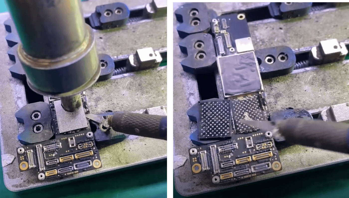 iPhone 12 pro non si avvia dopo una caduta - guida al recupero dei dati e alla riparazione della scheda logica 01 Rimuovere la NAND