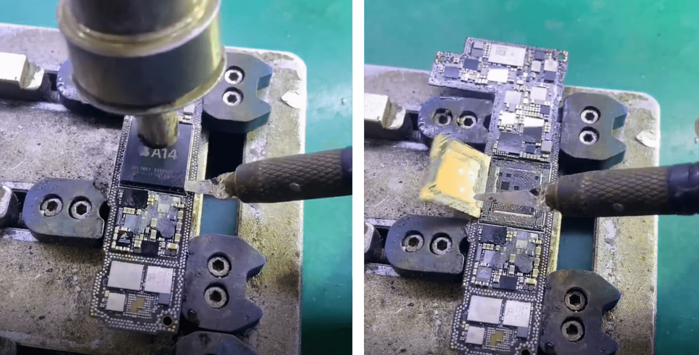 iPhone 12 pro non si avvia dopo una caduta - guida al recupero dei dati e alla riparazione della scheda logica 02 Rimuovere la CPU
