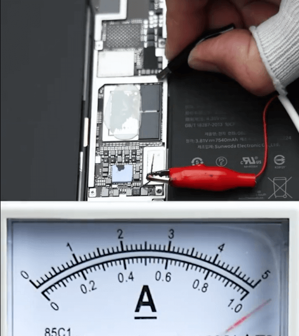 Comment réparer le problème de l'ipad pro 2020 qui ne s'allume pas ? 04 Fuite de courant importante une fois connecté à l'alimentation en courant continu