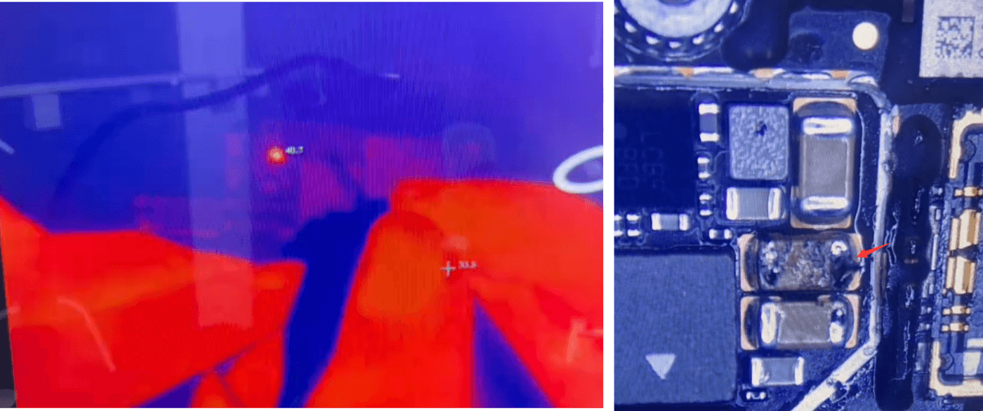 thermal imager to check iphone 13 pro motherboard