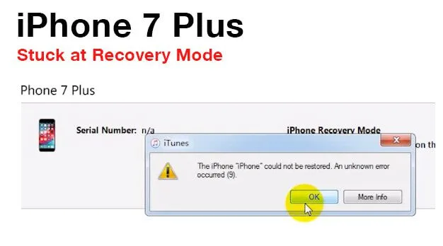 iPhone 7 Plus Atascado en Modo Recuperación y Error 9 al Restaurar