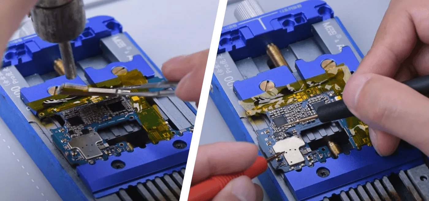 samsung a53 won turn repair remove the shielding conver and measure
