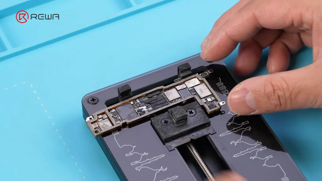 iphone 12 above models wifi chip repair step guide board into fixture
