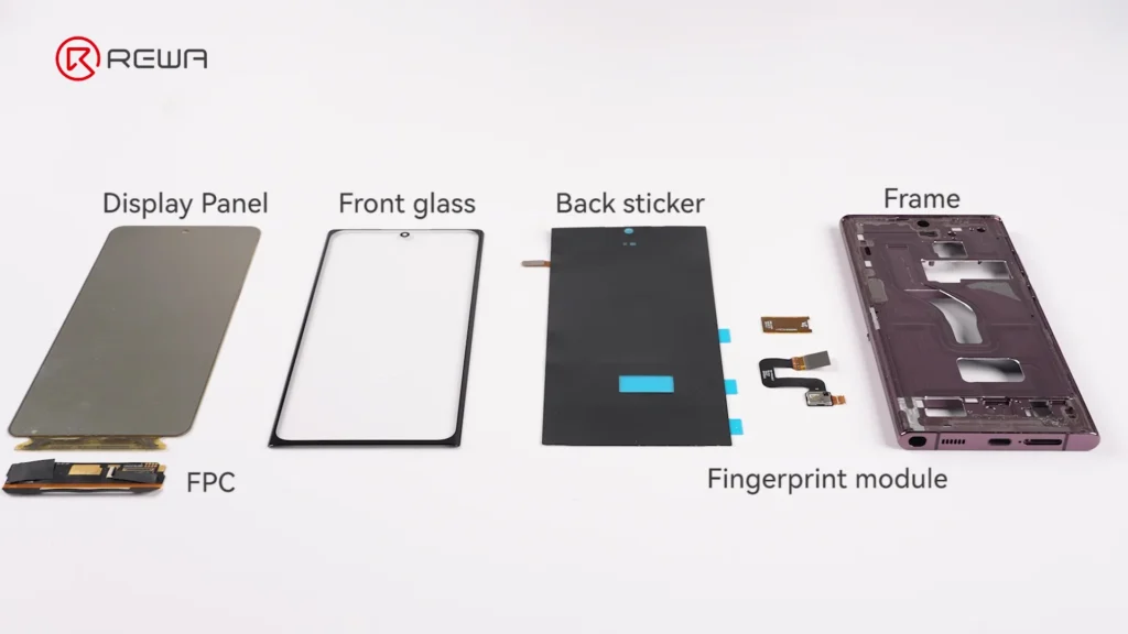 estructura de pantallas de Samsung del mercado de repuestos