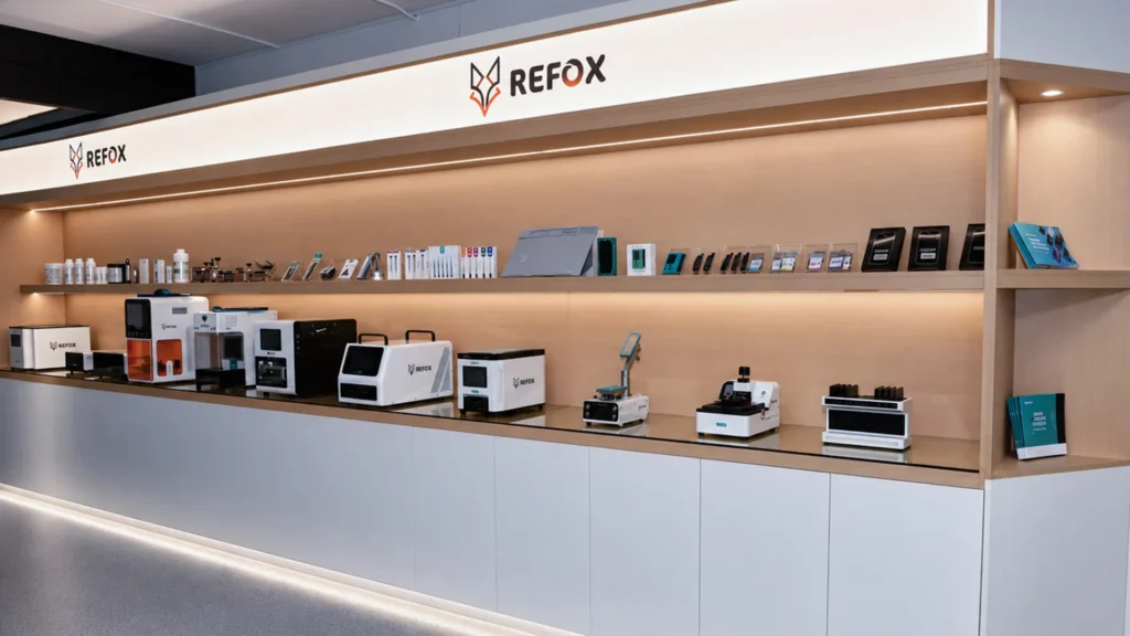 REFOX Markenwerkzeuge und Maschinen in Regalen